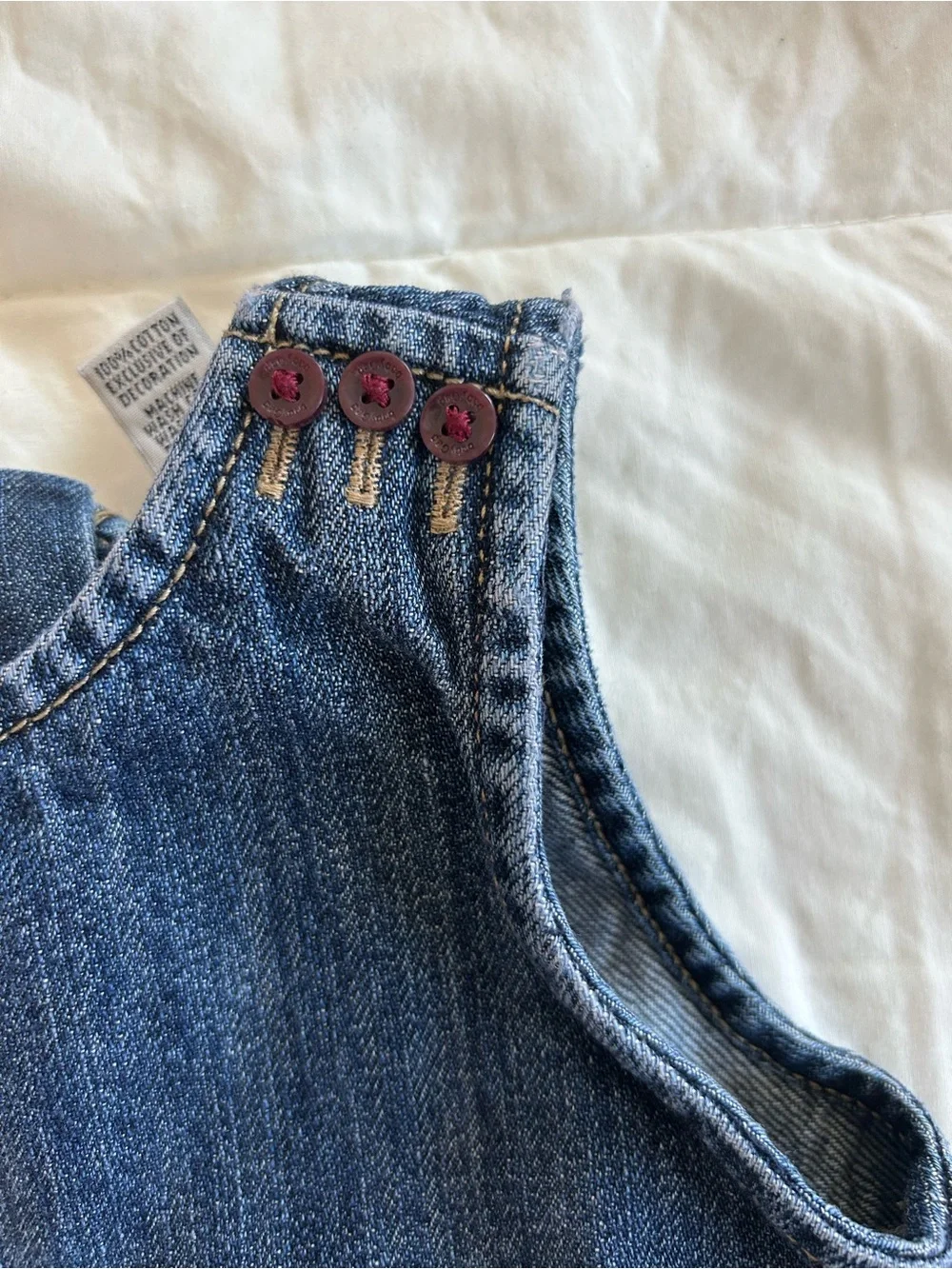 Vintage GAP Toddler Denim Dress with Pink Embroidered Patches